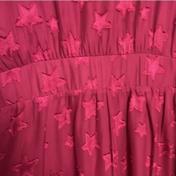 Torrid Burgundy Chiffon Clipdot Star Dress 1X (14-16) - Picture 4 of 5